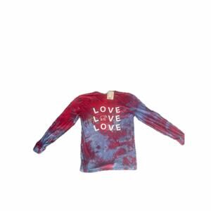 NWT New Ivory Ella Blue Red Cloud Tie-Dye Jake Oversized Long Sleeve Tee XS